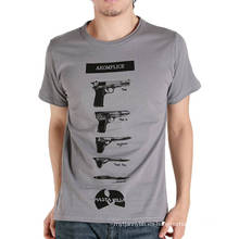 Gun Logo Screen Printing Fashion Custom Cotton Cotton baratos al por mayor de los hombres de la camiseta